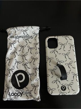 iPhone XR Loopy Bow Print Case with Black Loopy Strap